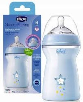 CHICCO NATURAL FEELING 3756 330 ML+6 M بلاستيك ازرق