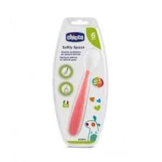CHICCO SOFTLY SPOON 6+M 61846 ملعقه سيليكون احمر
