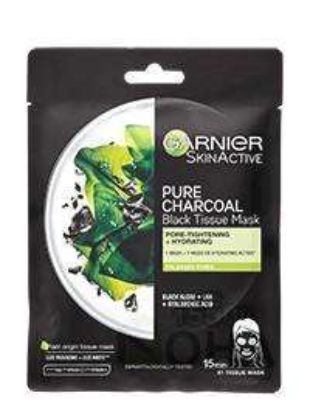 GARNIER SKIN ACTIVE PURE CHARCOAL TISSUE MASK 28G بالفحم