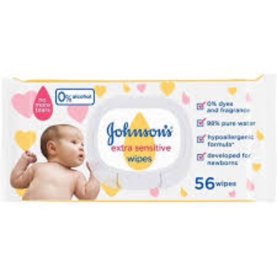 JOHNSON BABY EXTRA SENSITIVE 56 WIPES اصفر