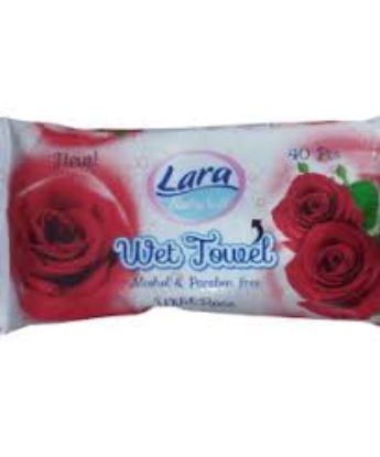 LARA SOFT WIPES 120 PCS ورد احمر