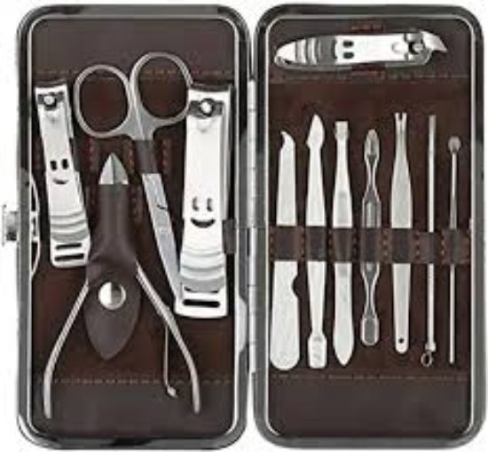 BEST QUALITYطقم باديكير للكبار 12 قطعه محفظه بني
