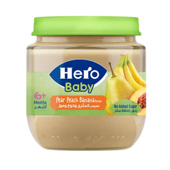 HERO BABY 125 ML+6 كمثري وخوخ و موز
