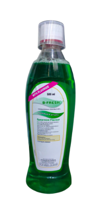 B-FRESH MOUTH WASH WITH FLUORIDE SPEARMINT 500 MLاخضر