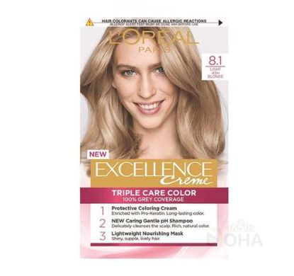LOREAL EXCELLANCE CREAM 8.1 اشقر رمادي فاتح