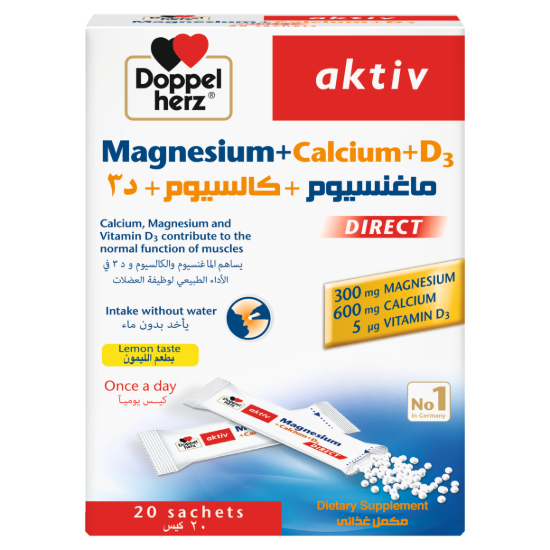DOPPELHERZ AKTIV MAGNESIUM + CALCIUM + D3 20 SACHETS