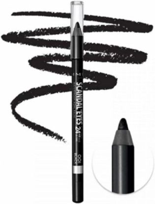 RIMMEL LONDON, SCANDALEYES WATERPROOF KOHL KAJAL PENCIL EYELINER, 01 BLACK, 1.3G