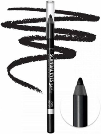 RIMMEL LONDON, SCANDALEYES WATERPROOF KOHL KAJAL PENCIL EYELINER, 01 BLACK, 1.3G