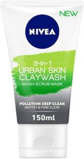 NIVEA URBAN SKIN CLAY WASH SCRUB MASK 150 ML 3*1