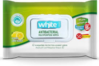WHITE ANTIBACTERIAL WIPES 50PCS