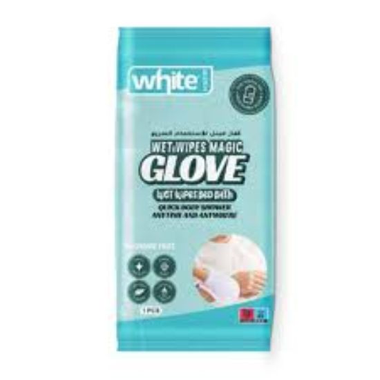 WHITE WET WIPES GLOVE 1PCS