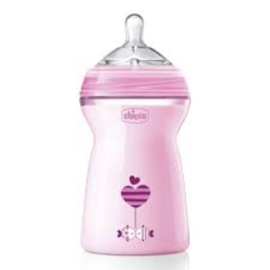 CHICCO NATURAL FEELING CODE( 53749) 330 ML+6 M بلاستيك بينك