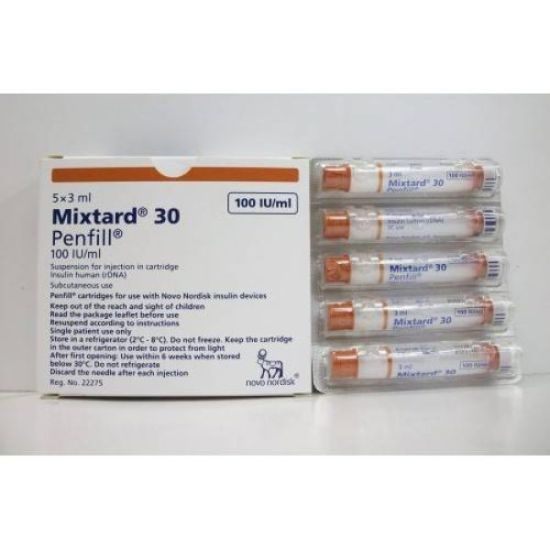 INSULIN MIXTARD PENFILL 30 HM 100 IU 5 CART 3 ML 338 LE