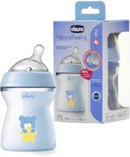 CHICCO NATURAL FEELING (53640)+2 M 250 ML ببرونة بلاستيك ازرق