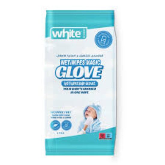 WHITE WET WIPES BABY GLOVE 1PCS