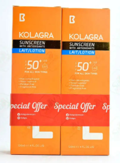 KOLAGRA SUN SCREEN LAIT LOTION SPF 50 120ML 1+1