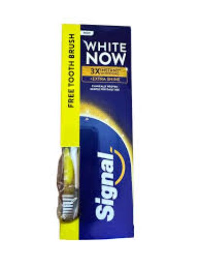 SIGNAL WHITE NOW EXTRA SHINE 75ML +فرشه هديه