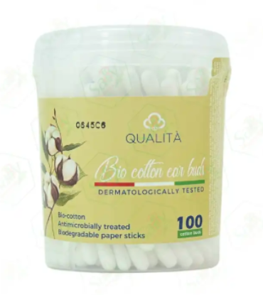 QUALITA COTTON BUDS BIO 100PCS قطن اذن مدور ايطالي