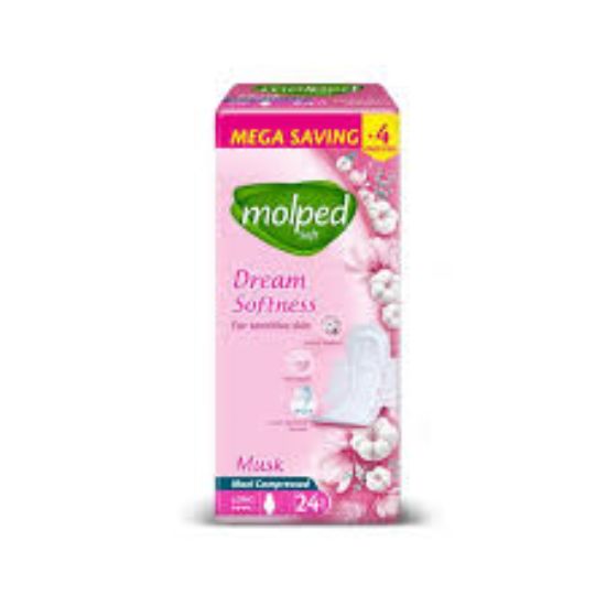 MOLPED DREAM SOFTNESS MAXI  LONG  FOR SENSITIVE SKIN 24+4 PADS MUSK