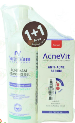 ACNEVIT SERUM 20 ML+NUTRIVAM ACNEVAM CLEANSING GEL 300 ML 1+1 OFFER