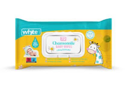 WHITE  BABY WIPES CHAMOMILE  15 PCS