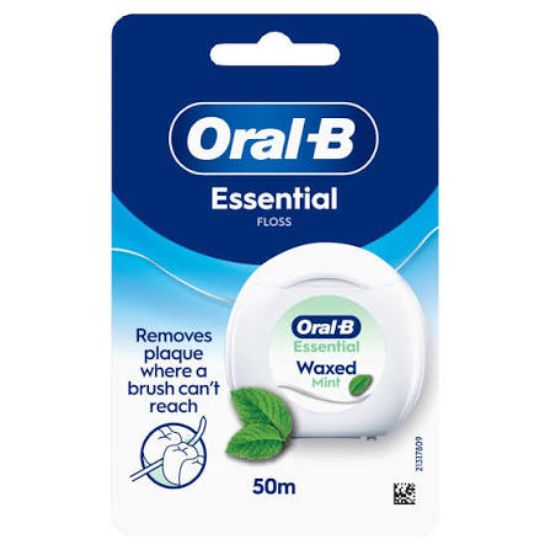 ORAL- B ESSENTIAL WAXED FLOSS MINT 50 M خيط اسنان مدور
