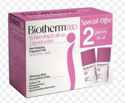 BIOTHERM TRIO WHITENING ROLL-ON FRAGRANCE FREE FOR SENSITIVE SKIN 50 ML OFFER 1+1
