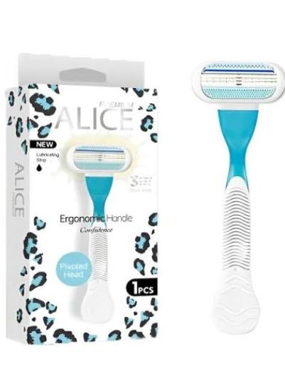 ALICE PREMIUM ERGONOMIC HANDLE 3 TRIPLE BLADE 1PCS  تركواز