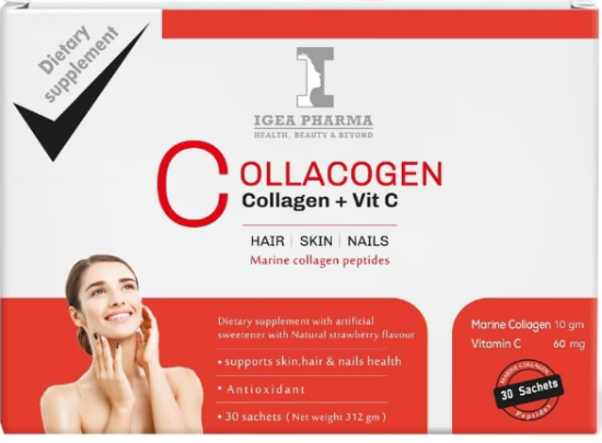 COLLACOGEN + VIT C 30 SACHET HAIR ,SKIN ,NAILS STRAWBERRY فرواله