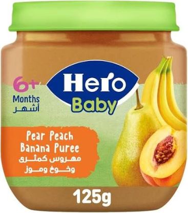 HERO BABY +6 PEAR&PEACH&BANANA PURE JAR 125 MG
