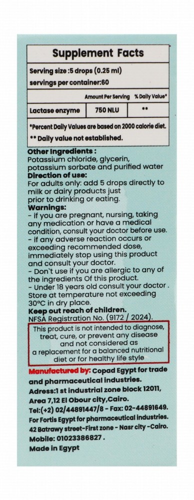750 NLU Lactase Enzyme Lactose Digestion Support Supplement Drops