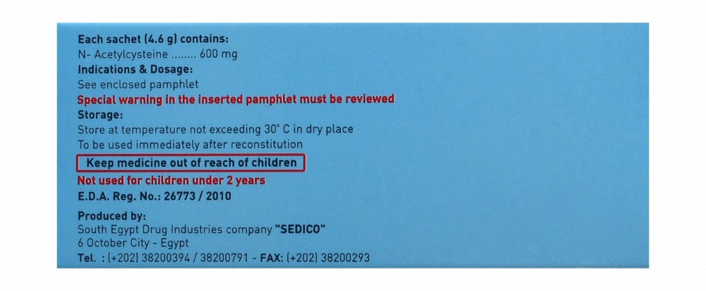 Acetylcistein 600mg Effevescent Instant Granules Mucolytic