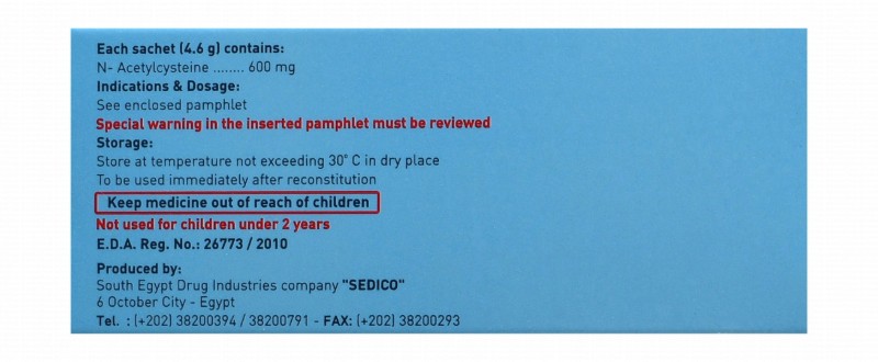 Acetylcistein 600mg Effevescent Instant Granules Mucolytic