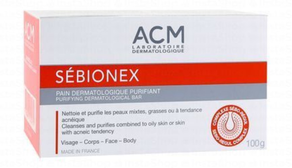 ACM Sebionex Purifying Dermatological Face & Body Bar for Combination to Oily & Acne-Prone Skin - soap free, non comedogenic