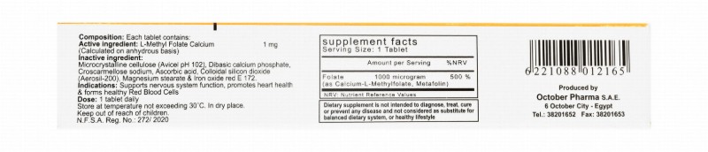 Acti-Folic 1mg L-Methyl Folate Calcium Heart Support Supplement