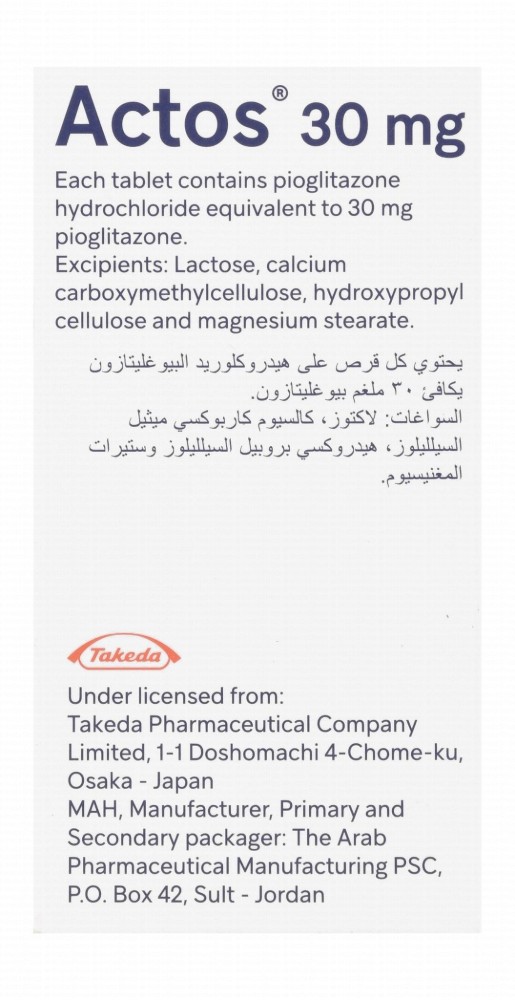 Actos 30mg Pioglitazone Hydrochloride