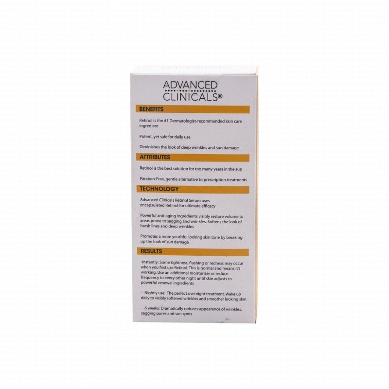 Advanced Clinicals Anti-Wrinkle Facial Serum with Retinol, Aloe Vera & Green Tea - parabens free