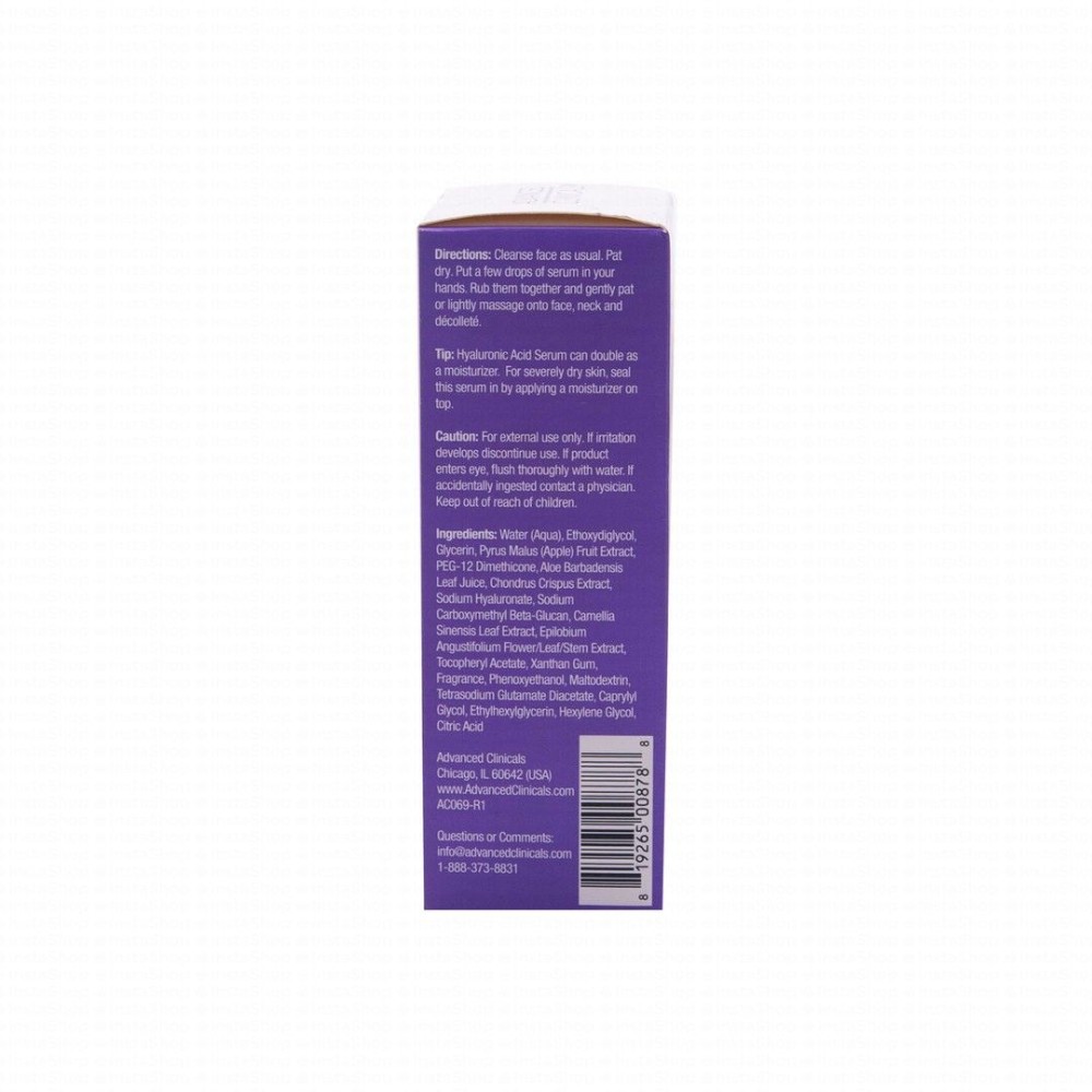 Advanced Clinicals Instant Facial Skin Hydrator Serum with Hyaluronic Acid - parabens free