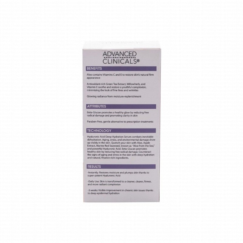 Advanced Clinicals Instant Facial Skin Hydrator Serum with Hyaluronic Acid - parabens free