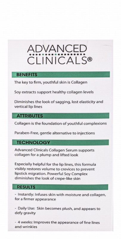 Advanced Clinicals Instant Plumping & Anti-Wrinkle Facial Serum with Collagen & Soy Extracts - parabens free