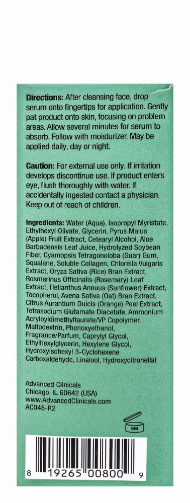 Advanced Clinicals Instant Plumping & Anti-Wrinkle Facial Serum with Collagen & Soy Extracts - parabens free