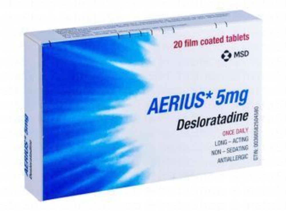 Aerius 5mg Desloratadine Non-Sedating Anti-Allergic Medication