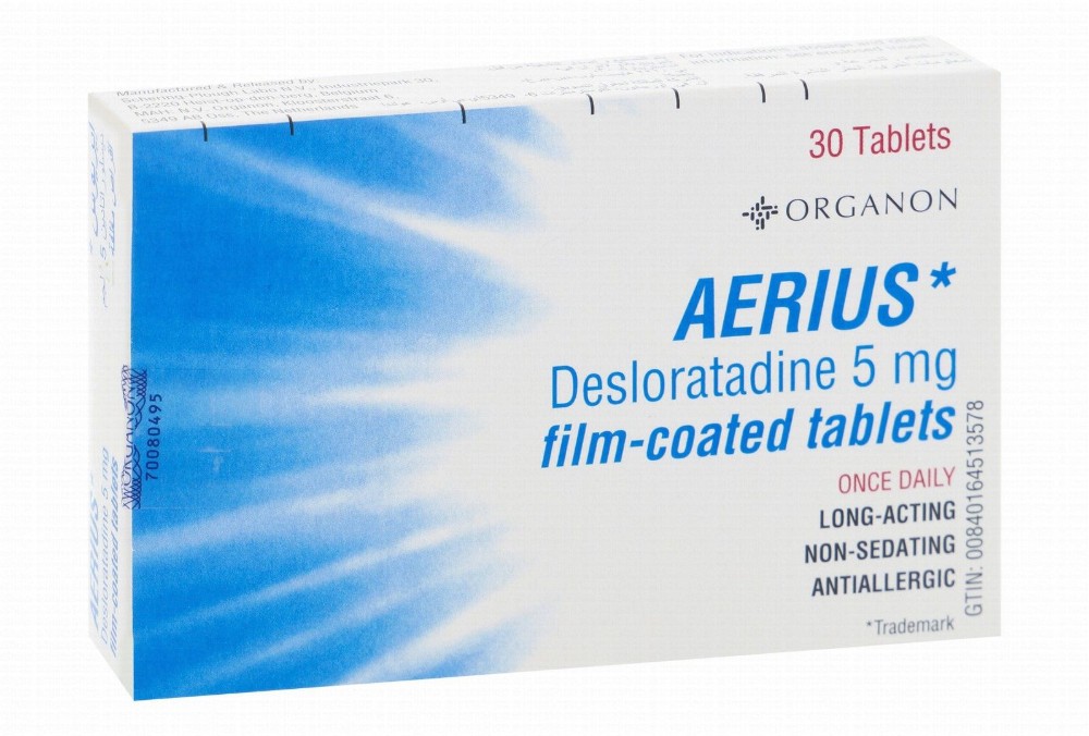 Aerius 5mg Desloratadine Non-Sedating Anti-Allergic Medication