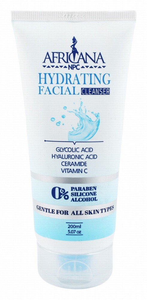 Africana NPC Hydrating Facial Cleanser with Vitamin C, Ceramide & Hyaluronic Acid for All Skin Types - parabens free, alcohol free, silicone free