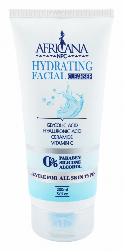 Africana NPC Hydrating Facial Cleanser with Vitamin C, Ceramide & Hyaluronic Acid for All Skin Types - parabens free, alcohol free, silicone free