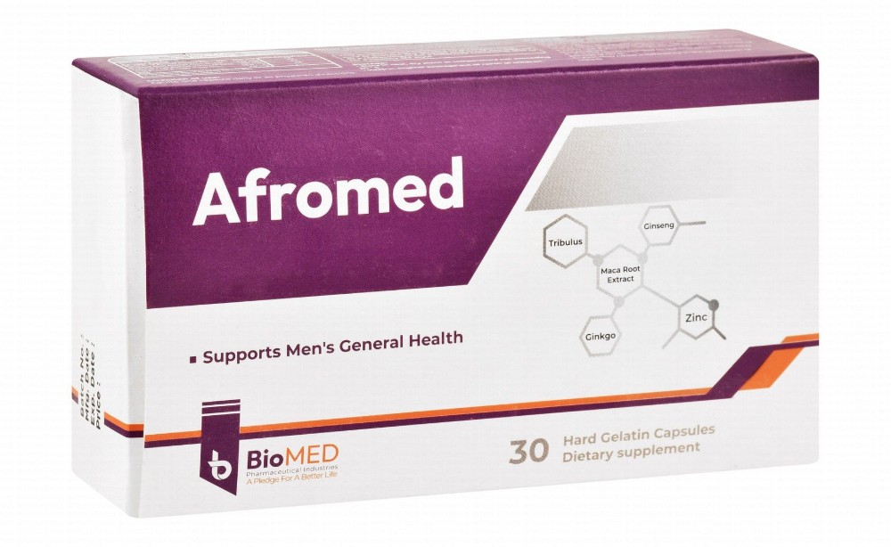 Afromed 500mg Maca Root Extract Men's General Health Support Supplement with Ginseng Root, Tribulus Fruit & Gingko Leaf Extracts