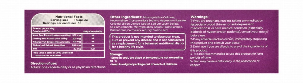 Afromed 500mg Maca Root Extract Men's General Health Support Supplement with Ginseng Root, Tribulus Fruit & Gingko Leaf Extracts