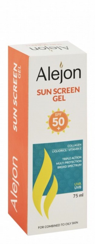 Alejon Facial Sunscreen Gel with Collagen, Liquorice Extract & Vitamin E for Combination to Oily Skin SPF50+ - residue free
