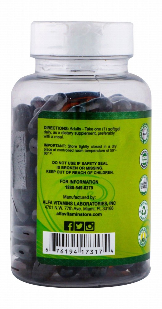 Alfa Vitamins 1000mg Flaxseed Oil Supplement with Omega 3, 6 & 9 for Cholesterol & Liver - GMO free, gluten free
