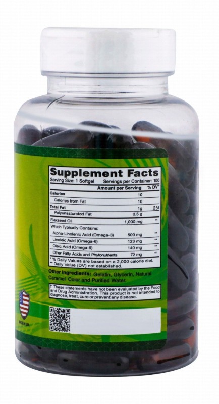 Alfa Vitamins 1000mg Flaxseed Oil Supplement with Omega 3, 6 & 9 for Cholesterol & Liver - GMO free, gluten free